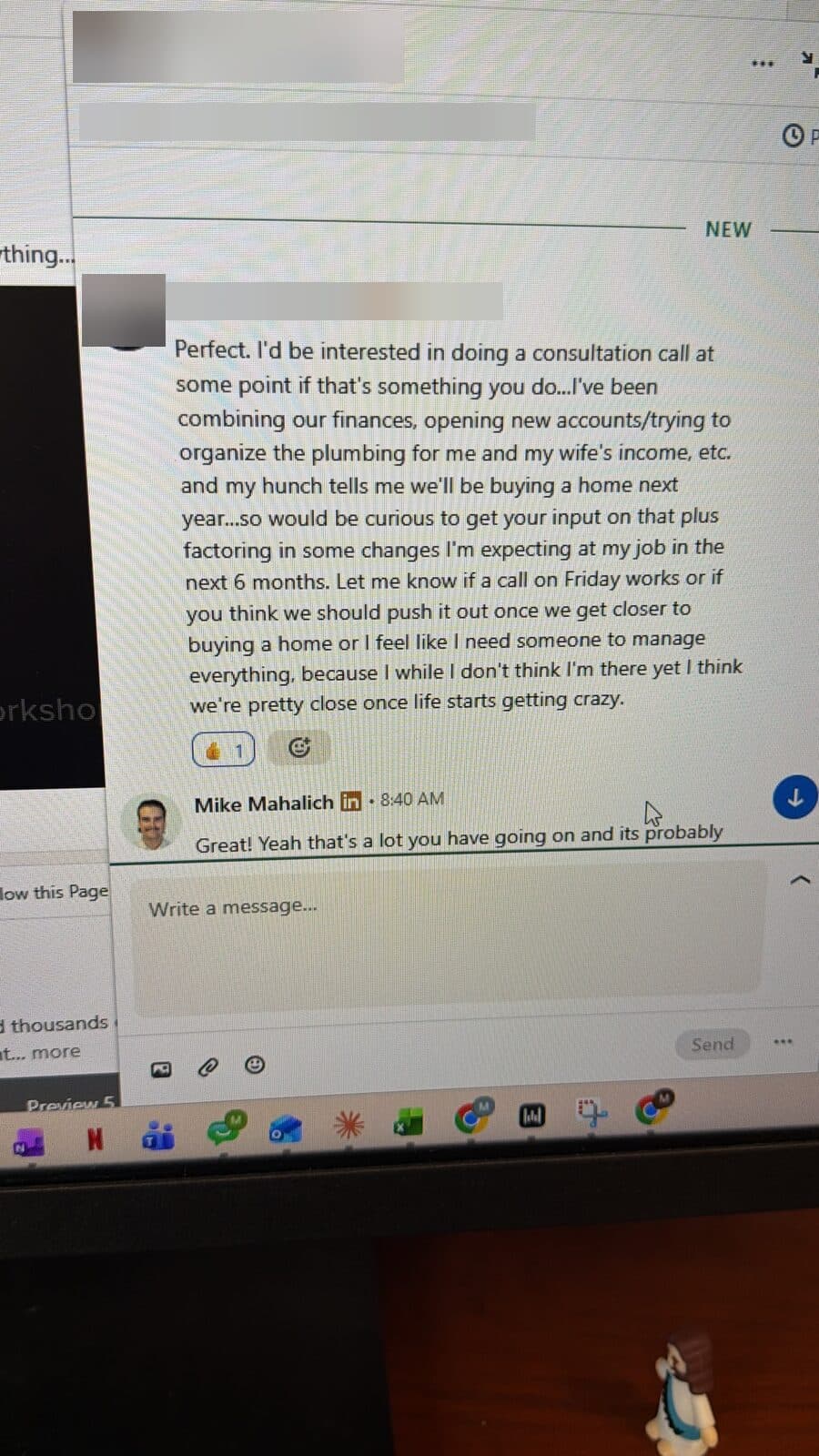 The same prospect asking Mike for a consultation call