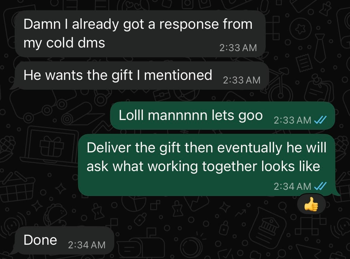 First cold-DM reply